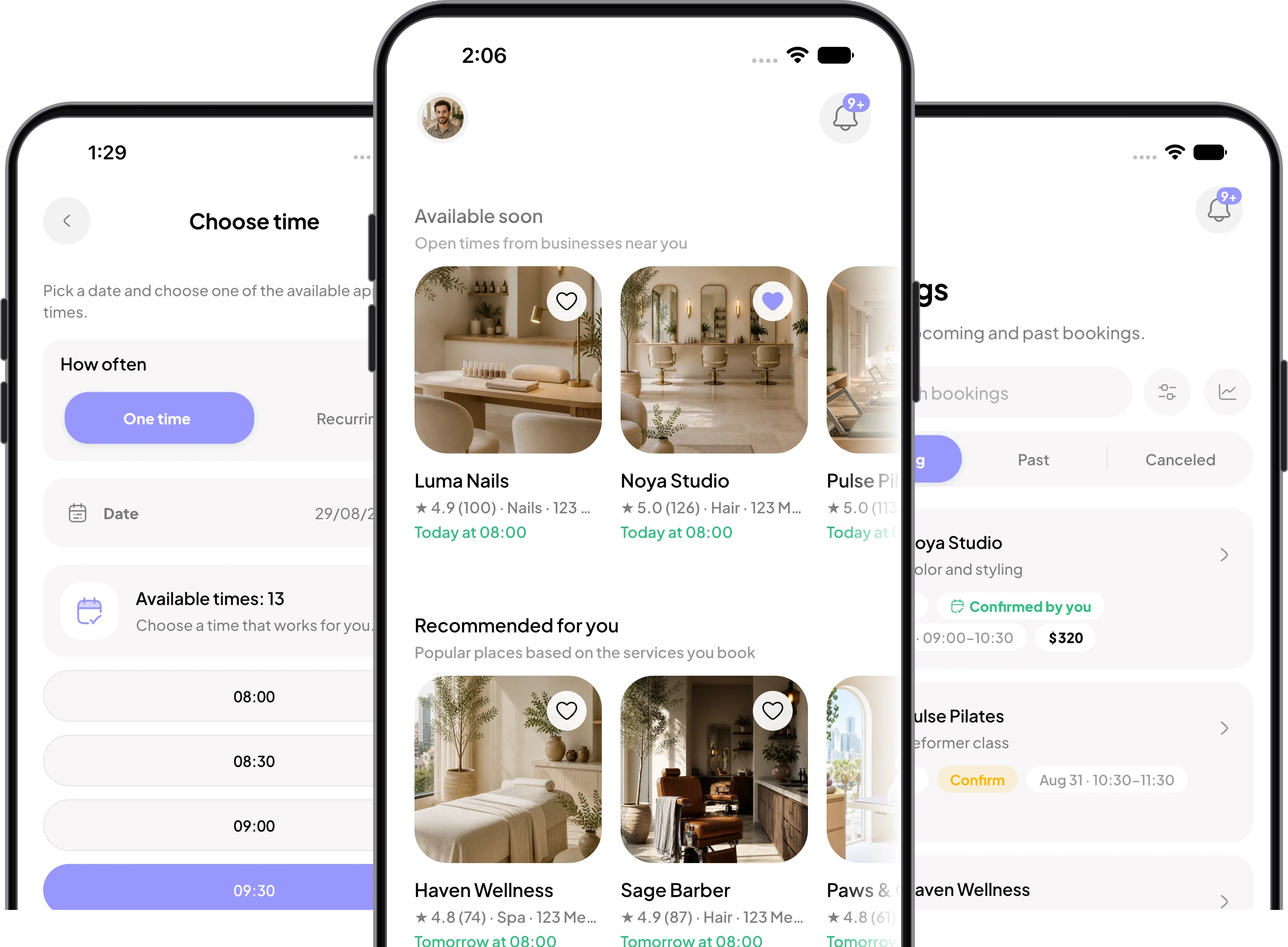 Tor app screens on two phones for booking and running a business